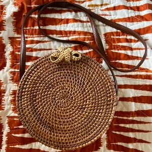 Brown Woven Crossbody Bag